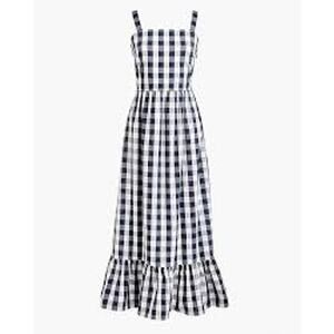 J. Crew Navy and White Gingham Maxi Dress